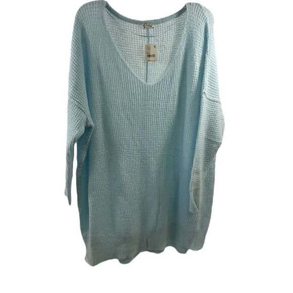Intimately Free People NWT Cozy Ribbed Oversized Neon Sky Size M/L - Picture 1 of 9
